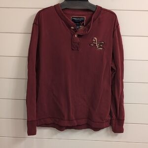 American Eagle Outfitters Burgundy Henley Shirt